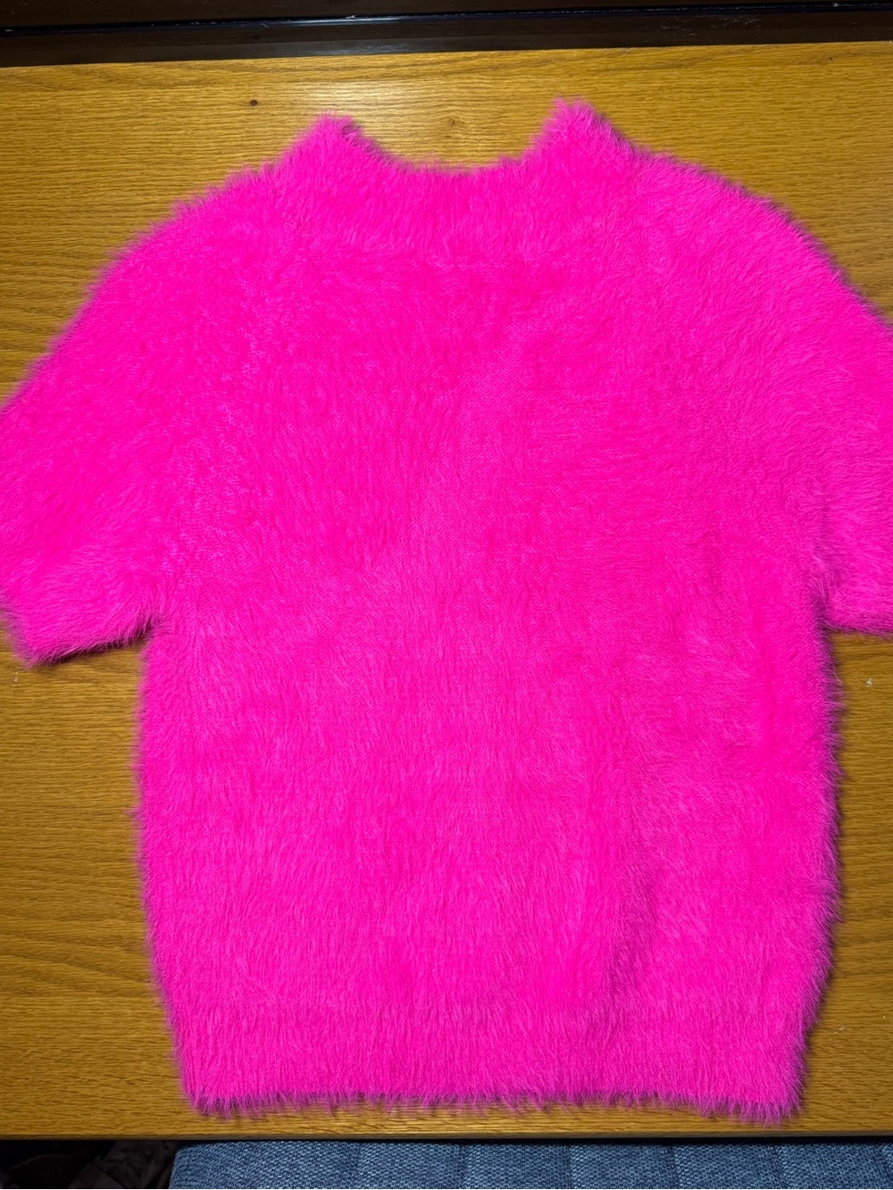 Anthropologie Hot Pink Fuzzy Scoop-Neck Crop Sweater pilcro size s - Picture 2 of 6